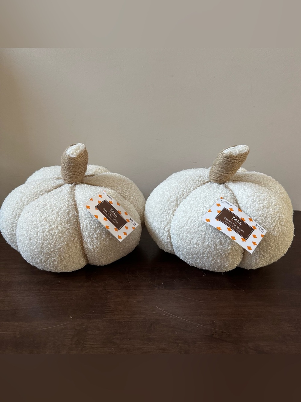 Hobby lobby Plush Sherpa Cream Decorative Pumpkin Set of 2 Cozy Fall Accent